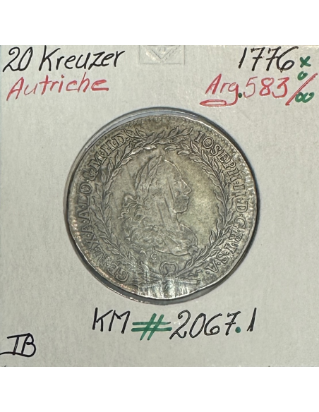 AUTRICHE - 20 KREUZER 1776 - Pièce de Monnaie en Argent // Qualité : TB