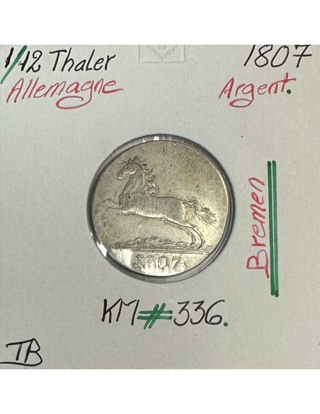 ALLEMAGNE - 1/12 THALER 1807 - Pièce de Monnaie en Argent // Qualité : TB