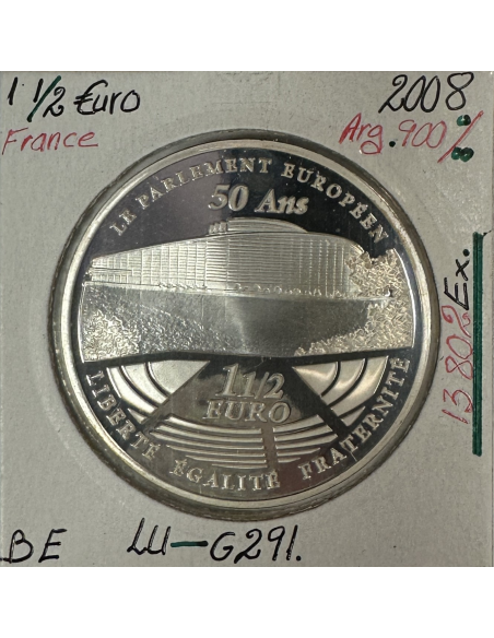 1 EURO 1/2 EN ARGENT (2008) - LE PARLEMENT EUROPEEN // BE