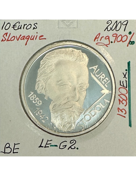 SLOVAQUIE - 10 EURO EN ARGENT - Aurel Stodola - 2009 // Qualité : BE