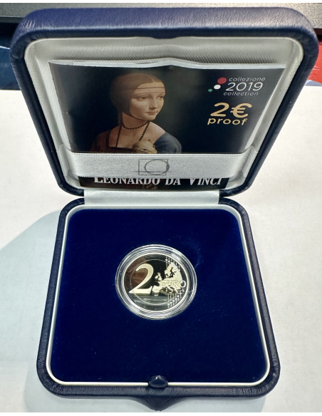 Italie - 2 EURO 2019 EN Coffret BELLE EPREUVE - LEONARD DE VINCI