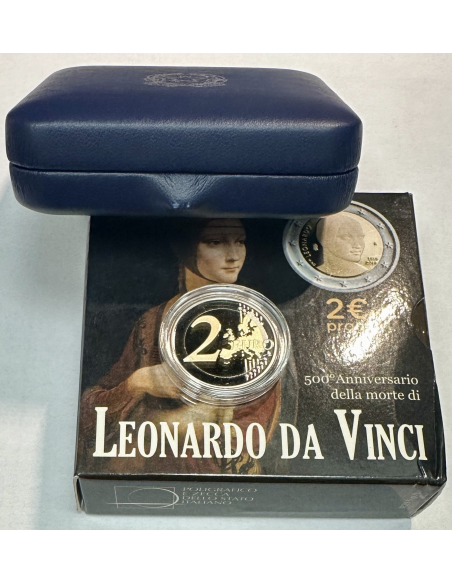 Italie - 2 EURO 2019 EN Coffret BELLE EPREUVE - LEONARD DE VINCI