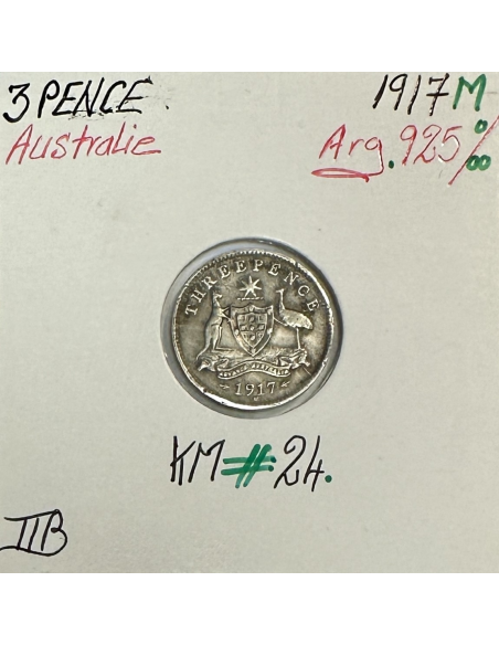 AUSTRALIE - 3 PENCE 1917 M - Pièce de Monnaie en Argent // TTB