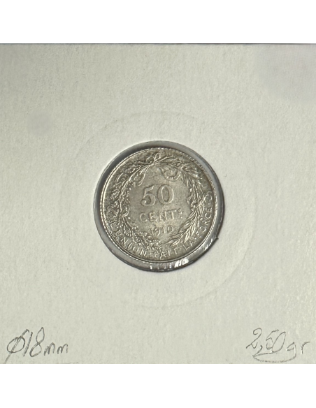 BELGIQUE - 50 CENTS 1910 - Pièce de Monnaie en Argent // Qualité : TTB