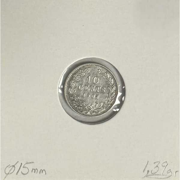PAYS-BAS - 10 CENTS 1903 - Pièce de...