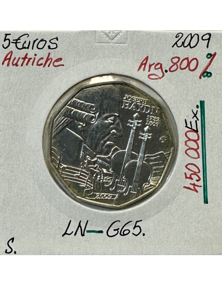 AUTRICHE - 5 EURO EN ARGENT (2009) // Qualité : SUP