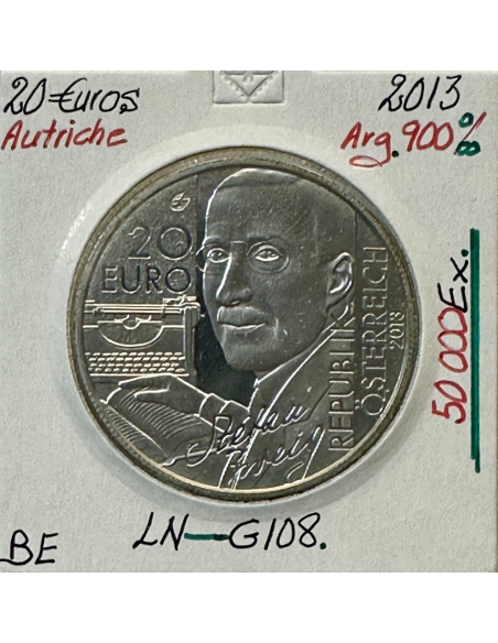 AUTRICHE - 20 EURO EN ARGENT - Stefan Zweig - 2013 // Qualité : BE