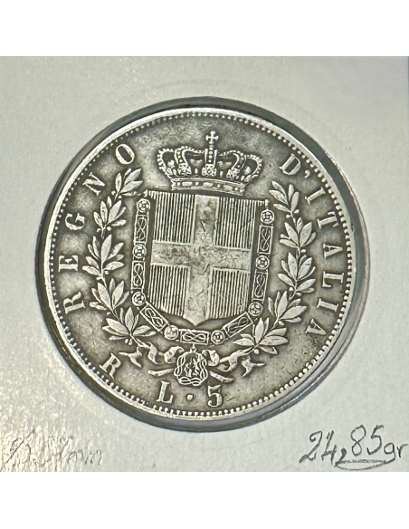 ITALIE - 5 LIRE 1870 R (VITTORIO EMANUELLE II) Monnaie en Argent // TB