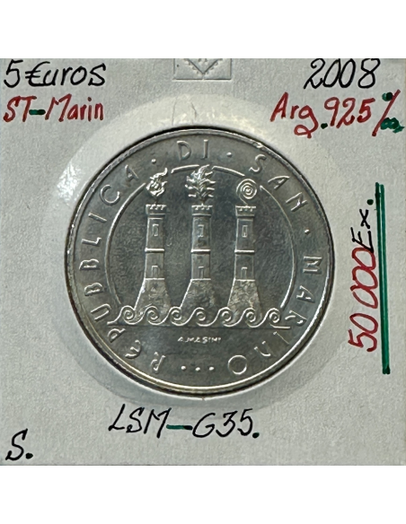 SAINT-MARIN - 5 Euro Commémorative 2008 en Argent // Qualité : SUP