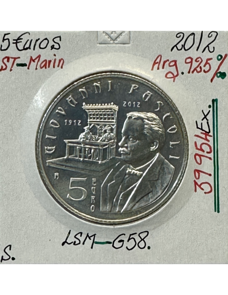 SAINT-MARIN - 5 Euro Commémorative 2012 en Argent // Qualité : SUP