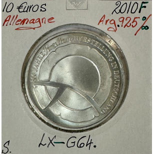 ALLEMAGNE - 10 EURO 2010 F - Pièce de monnaie en argent...
