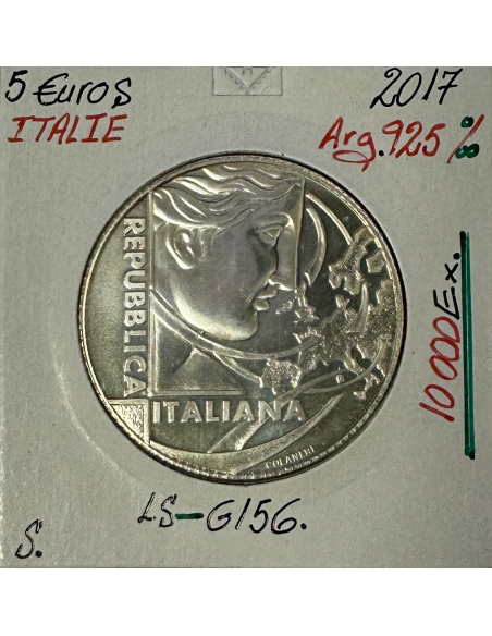 ITALIE - 5 EURO 2017 - Pièce de Monnaie en Argent // Qualité : SUP