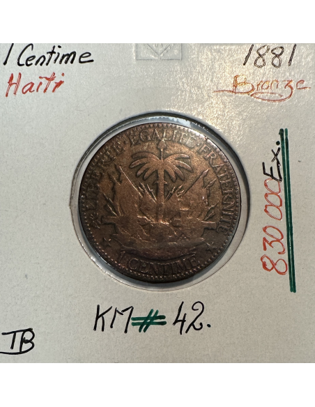 HAITI - 1 CENTIME 1881 - Pièce de Monnaie en Bronze // Qualité TB