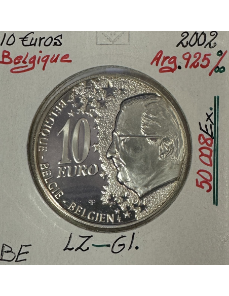 BELGIQUE - 10 EURO 2002 - Pièce en Argent // Qualité : BE (TGV)