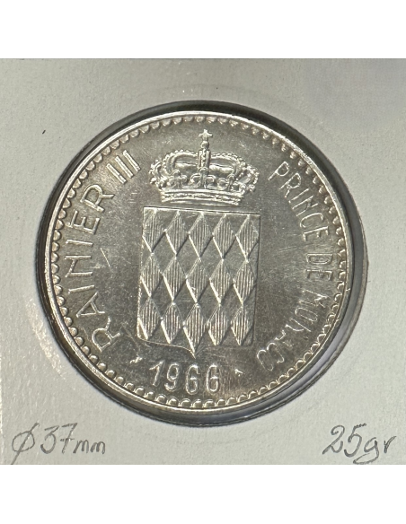 MONACO - 10 FRANCS 1966 (Charles III) Monnaie en Argent // TTB