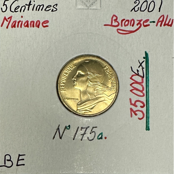 5 CENTIMES MARIANNE - 2001 - Pièce de...