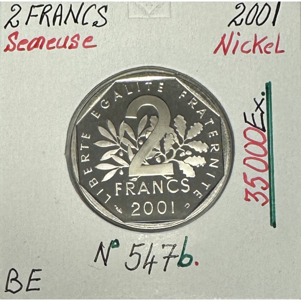 2 FRANCS SEMEUSE - 2001 - Pièce de Monnaie en Nickel // BE