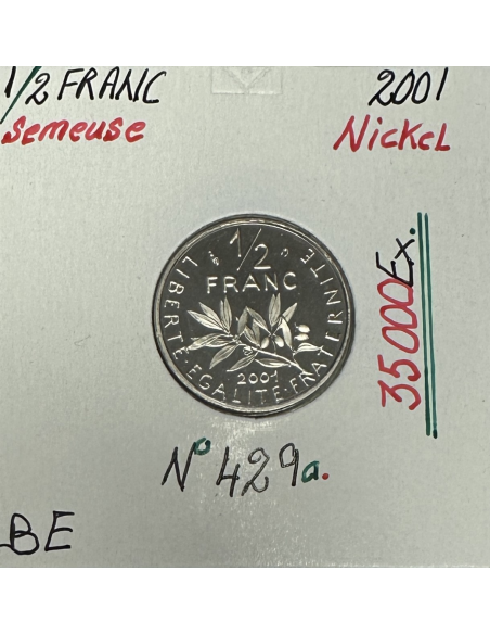 1/2 FRANC SEMEUSE - 2001 - Pièce de Monnaie en Nickel // BE