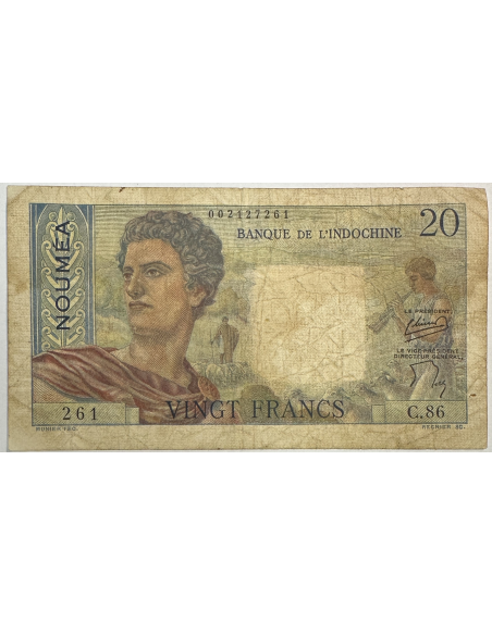INDOCHINE - 20 FRANCS (NOUMEA) 1963 - Billet de banque (B)