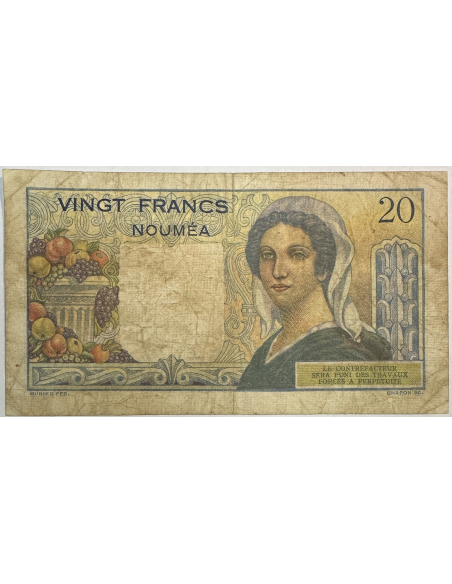 INDOCHINE - 20 FRANCS (NOUMEA) 1963 - Billet de banque (B)