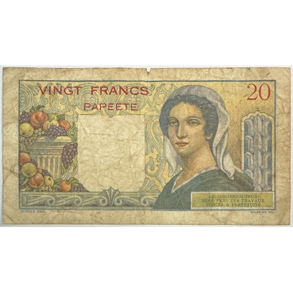 INDOCHINE - 20 FRANCS (PAPEETE) 1963...
