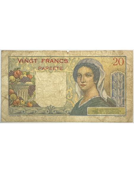 INDOCHINE - 20 FRANCS (PAPEETE) 1963 - Billet de banque (B)
