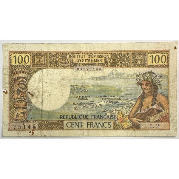 INSTITUT D'EMISSION D'OUTRE-MER - 100 FRANCS PAPEETE // Billet Non Daté L2