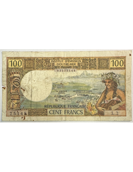 INSTITUT D'EMISSION D'OUTRE-MER - 100 FRANCS PAPEETE // Billet Non Daté L2