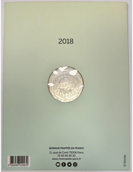 France - 50 Euro 2018 - Monnaie Colorisée en Argent // Mickey et la France