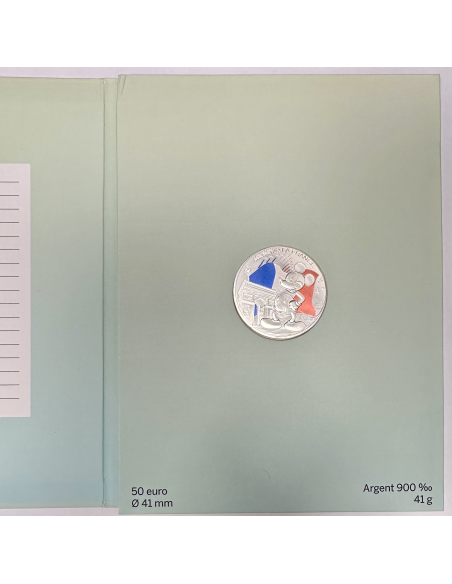France - 50 Euro 2018 - Monnaie Colorisée en Argent // Mickey et la France
