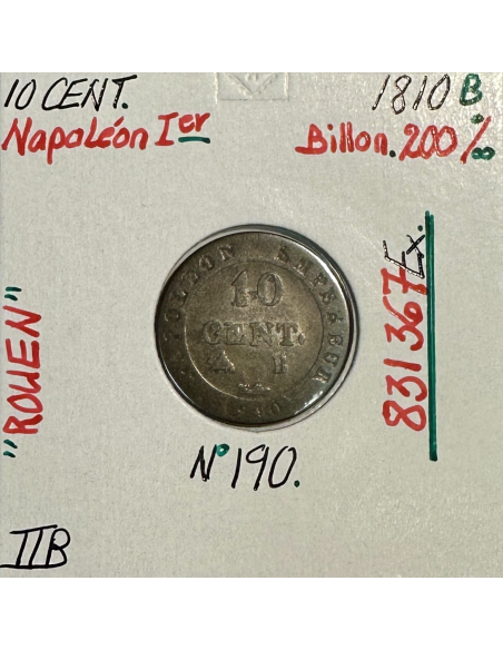 10 CENTIMES NAPOLEON Ier (1810 B) Pièce de Monnaie en Billon // TTB