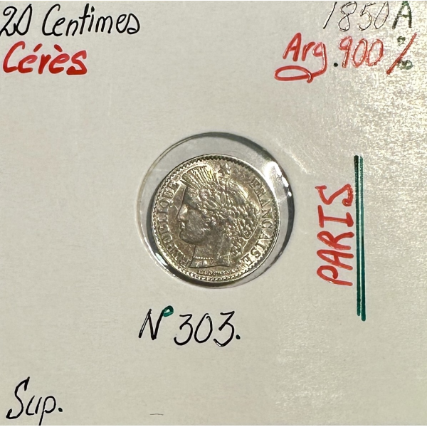 20 CENTIMES CERES - 1850A - Monnaie...
