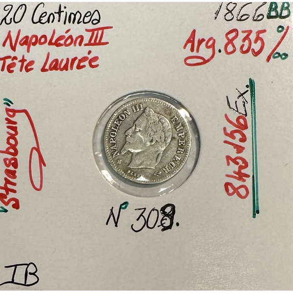20 CENTIMES NAPOLEON III (1866BB)...