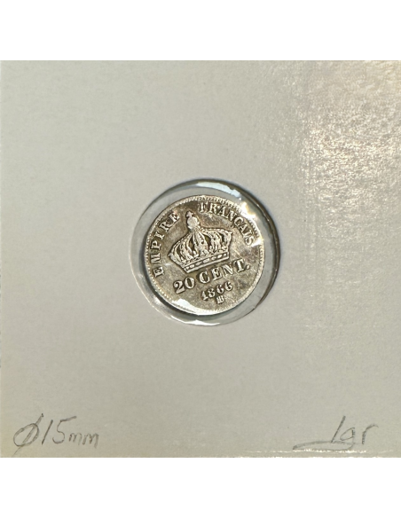 20 CENTIMES NAPOLEON III (1866BB) Pièce de monnaie en Argent // Qualité : TB