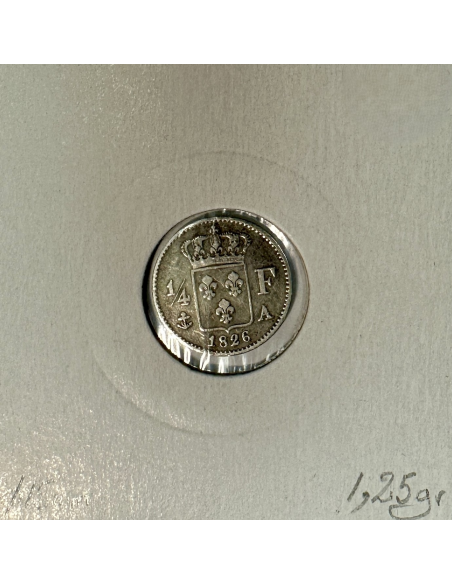 1/4 FRANC CHARLES X (1826A) Pièce de Monnaie en Argent // Qualité : TTB