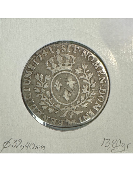 1/2 ECU Béarn au bandeau (LOUIS XV) 1741 Pau - Monnaie en Argent // TB