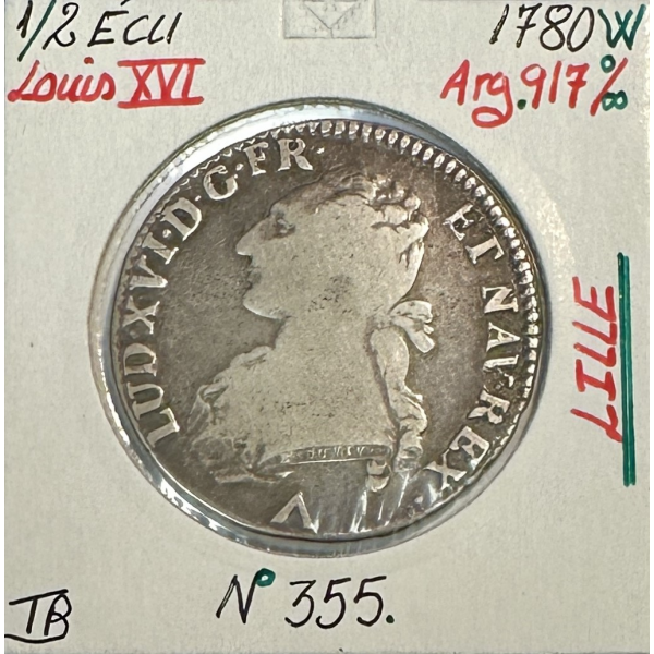 1/2 ECU - LOUIS XVI - 1780 W - Pièce...