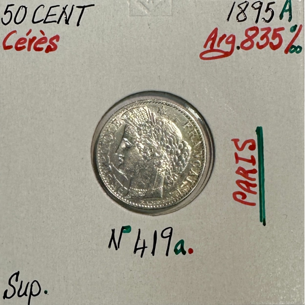 50 CENTIMES CERES - 1895 A - Pièce de...