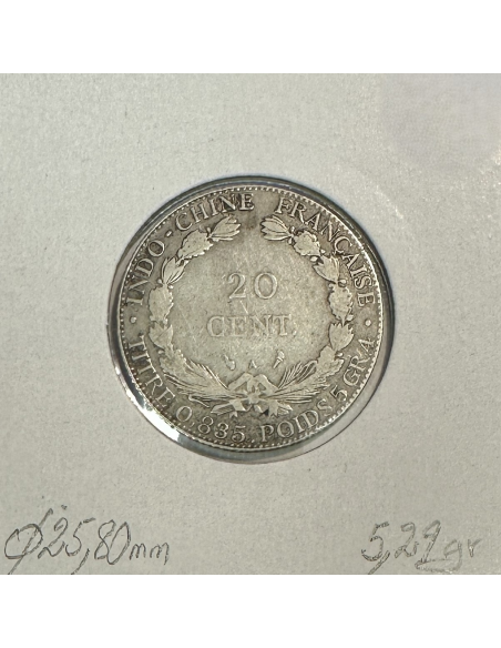 INDOCHINE FRANCAISE - 20 CENT 1898 A - Monnaie en Argent // TTB