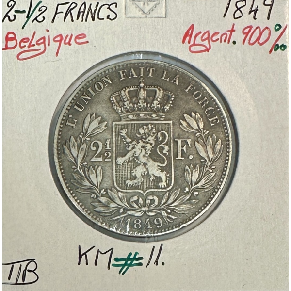BELGIQUE - 2 FRANCS 1/2 (1849) -...