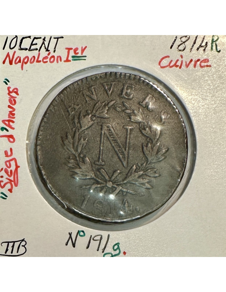 10 CENT NAPOLEON Ier (1814 R) Pièce de Monnaie en Cuivre // TTB