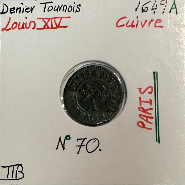 DENIER TOURNOIS - LOUIS XIV 1649A -...