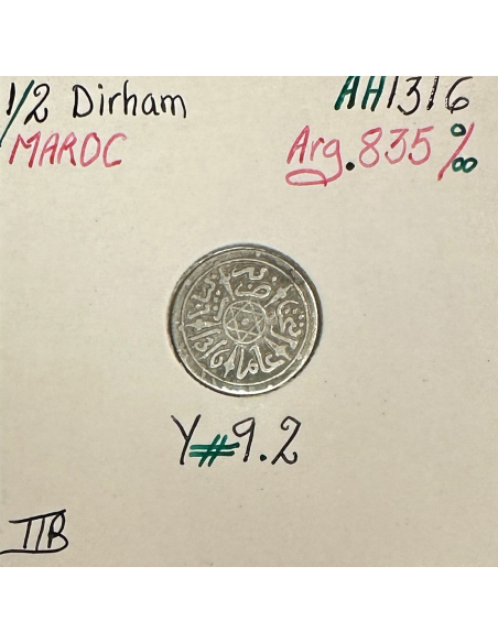 MAROC - 1/2 DIRHAM (AH 1316) - Pièce de Monnaie en Argent // TTB