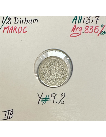 MAROC - 1/2 DIRHAM (AH 1317) - Pièce de Monnaie en Argent // TTB