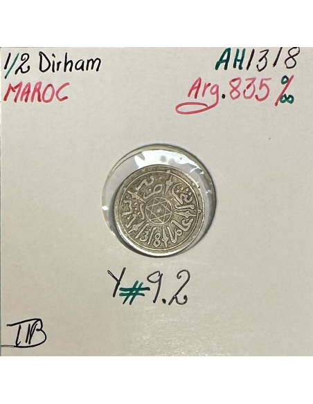 MAROC - 1/2 DIRHAM (AH 1318) - Pièce de Monnaie en Argent // TTB