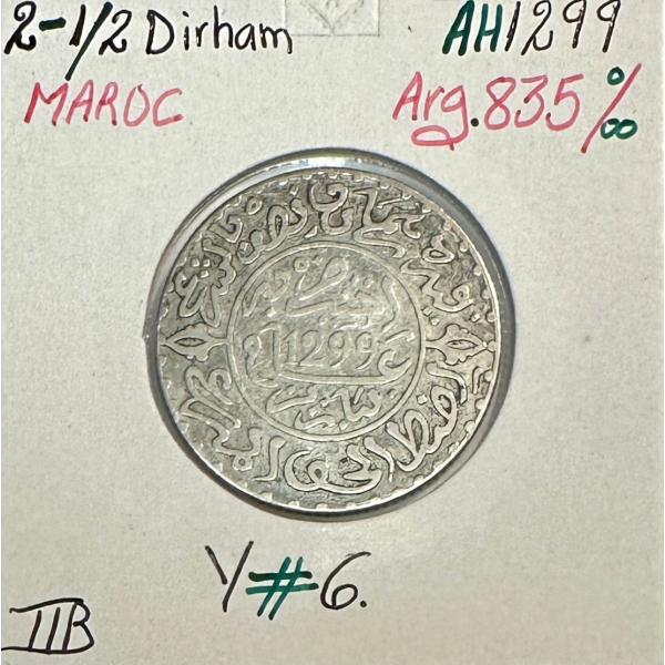 MAROC - 2 DIRHAM 1/2 (AH 1299) -...