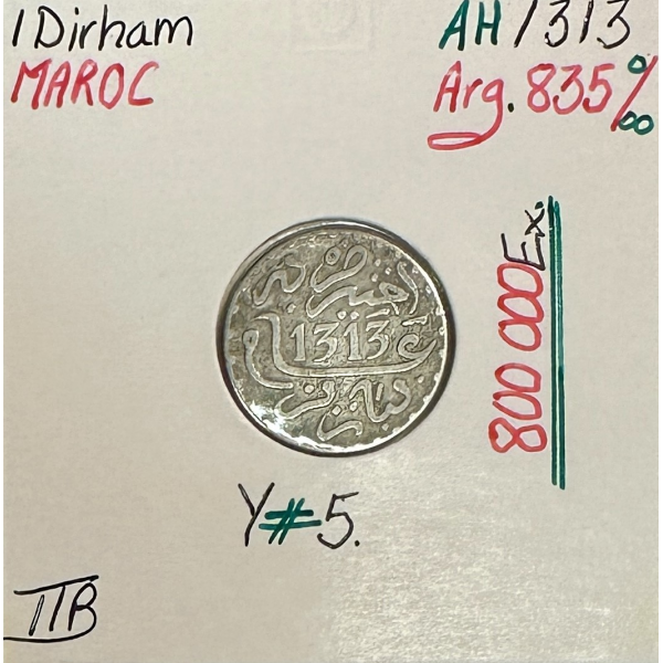 MAROC - 1 DIRHAM - (AH 1313) - Pièce...