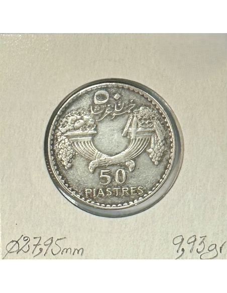 LIBAN - 50 PIASTRES 1936 - Pièce de Monnaie en ARGENT // Qualité : TTB