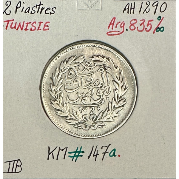 TUNISIE - 2 PIASTRES (AH 1290) -...