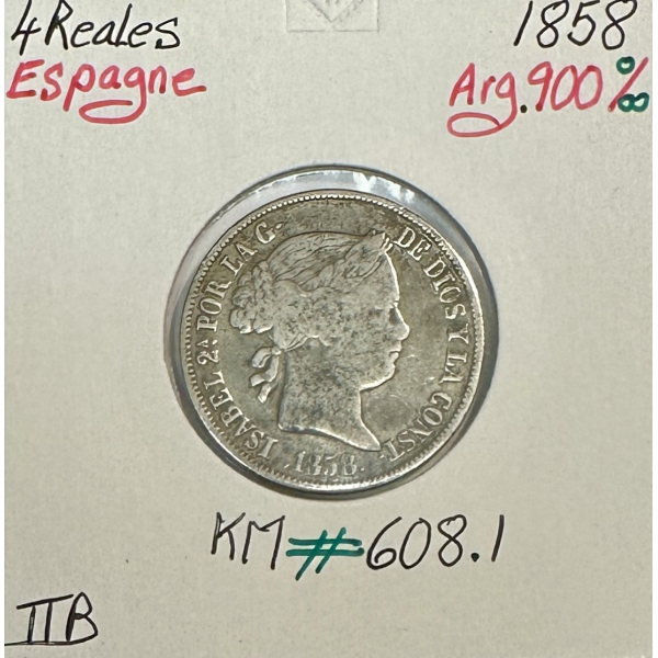 ESPAGNE - 4 REALES 1858 - Pièce de...